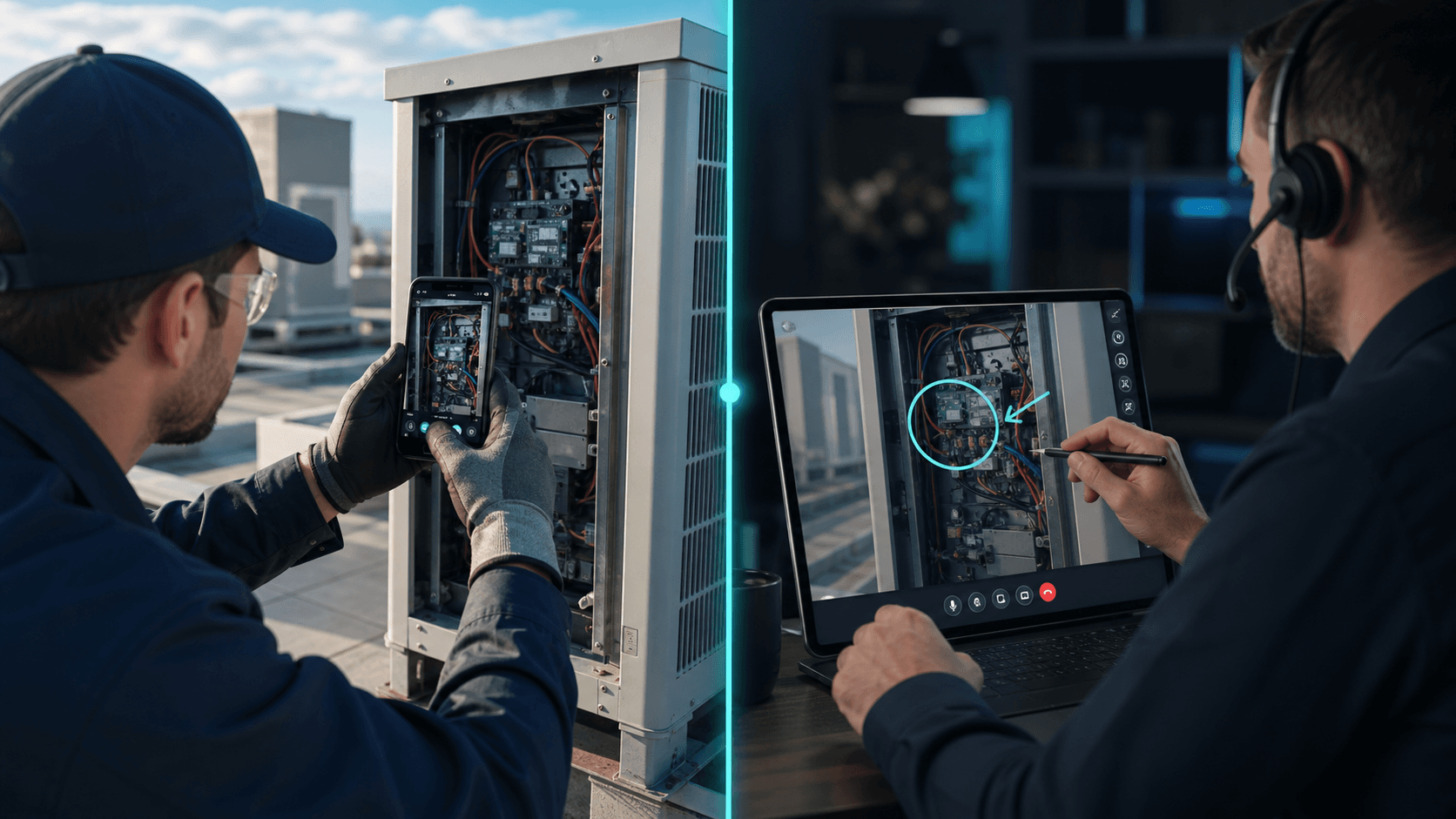 HVAC / mechanical team using VOS remote visual support